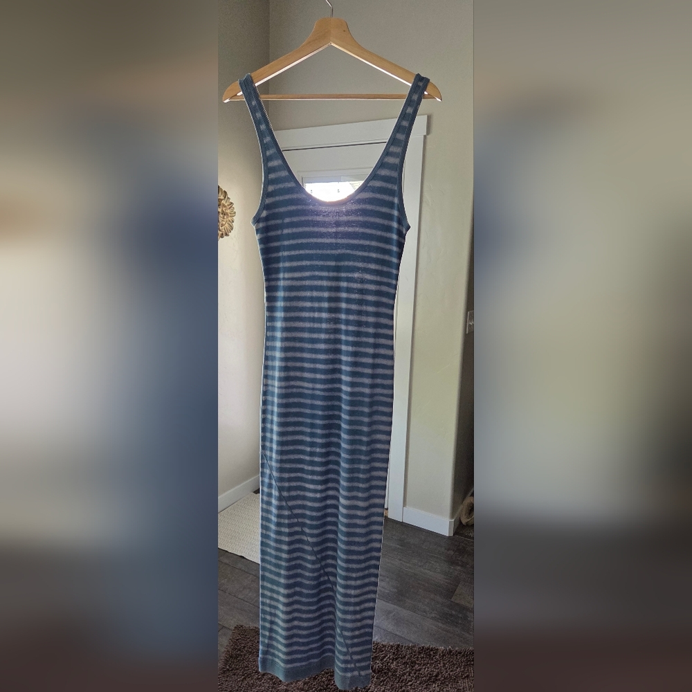 GEORGE LOVES Blue and White Striped Dress.